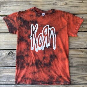 Korn Orange and Black Tie-Dyed Logo T-Shirt